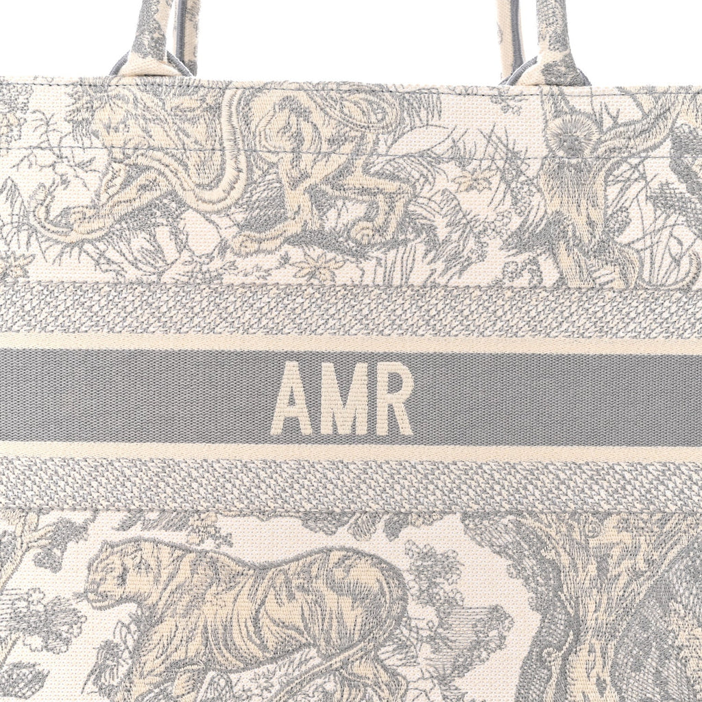 Canvas Embroidered Medium Dioriviera Toile De Jouy Book Tote Gray