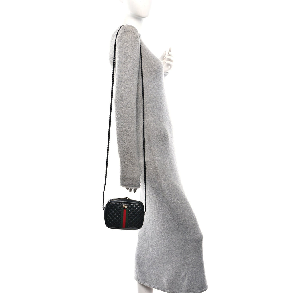 Calfskin Trapuntata Web Mini GG Shoulder Bag Black