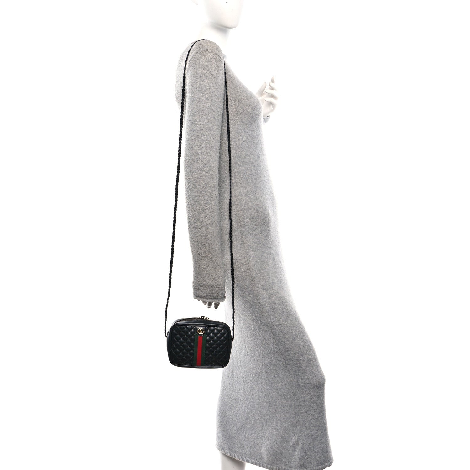 Calfskin Trapuntata Web Mini GG Shoulder Bag Black