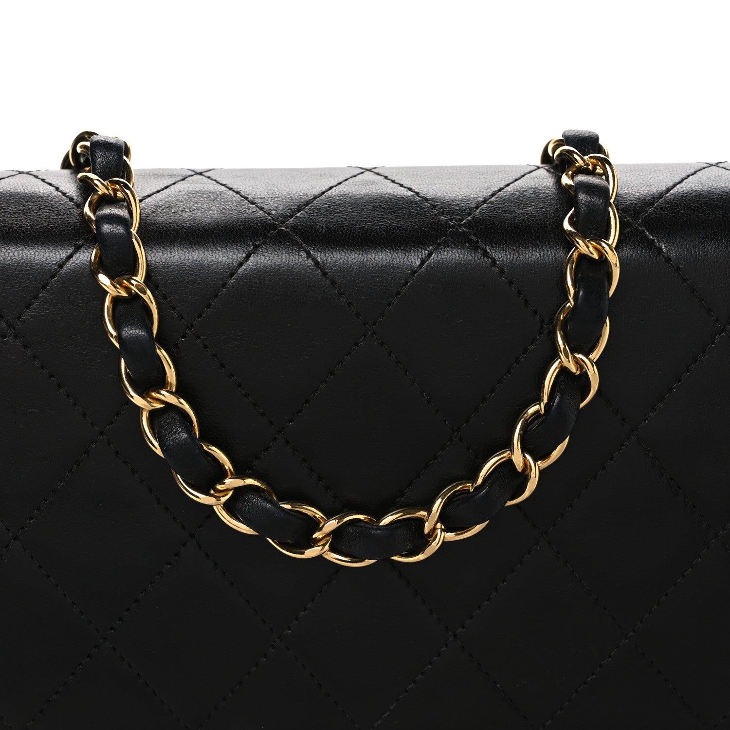 Lambskin Quilted Medium Single Flap Black