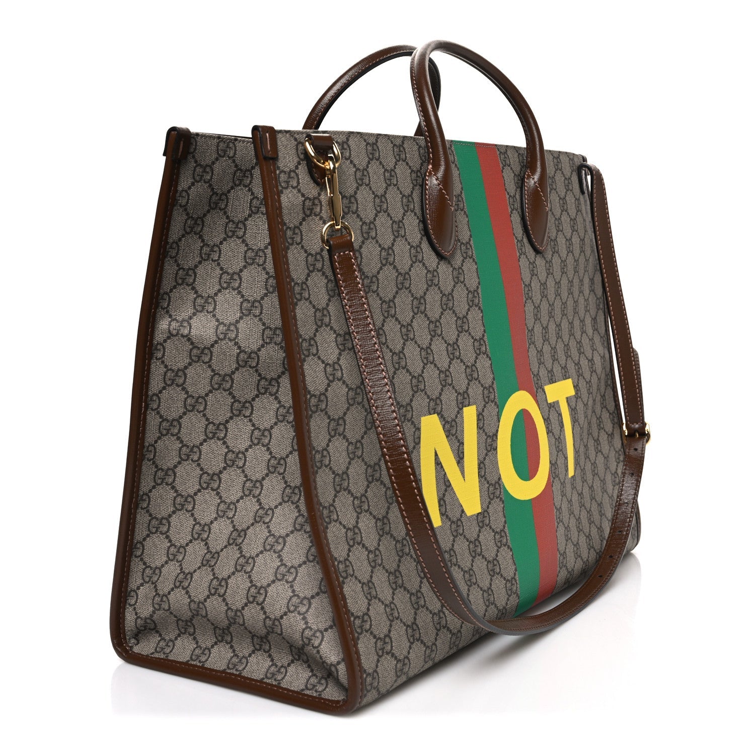 GG Supreme Monogram Fake/Not Large Retro Interlocking G Tote Bag Beige Brown Sugar