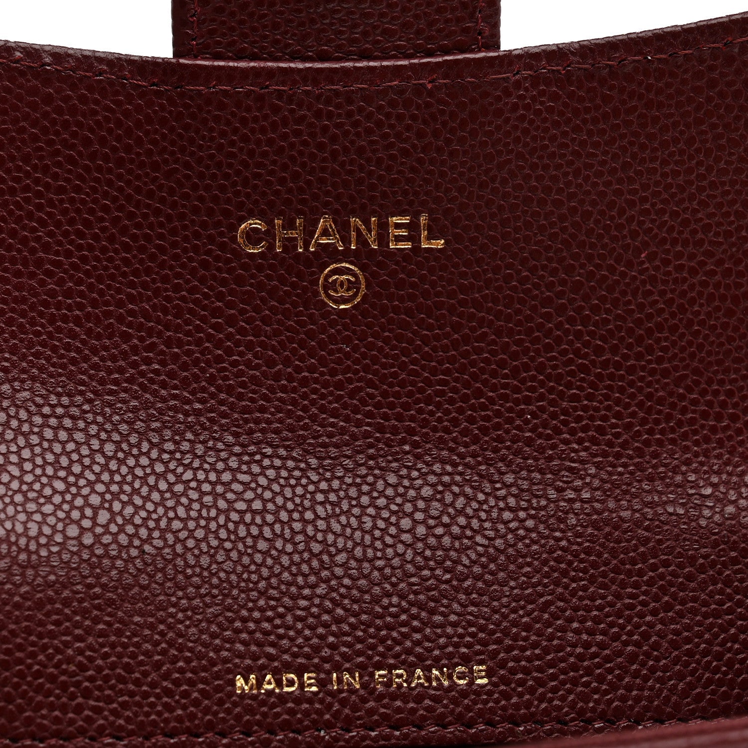 Caviar Quilted Flap Card Holder Wallet Burgundy