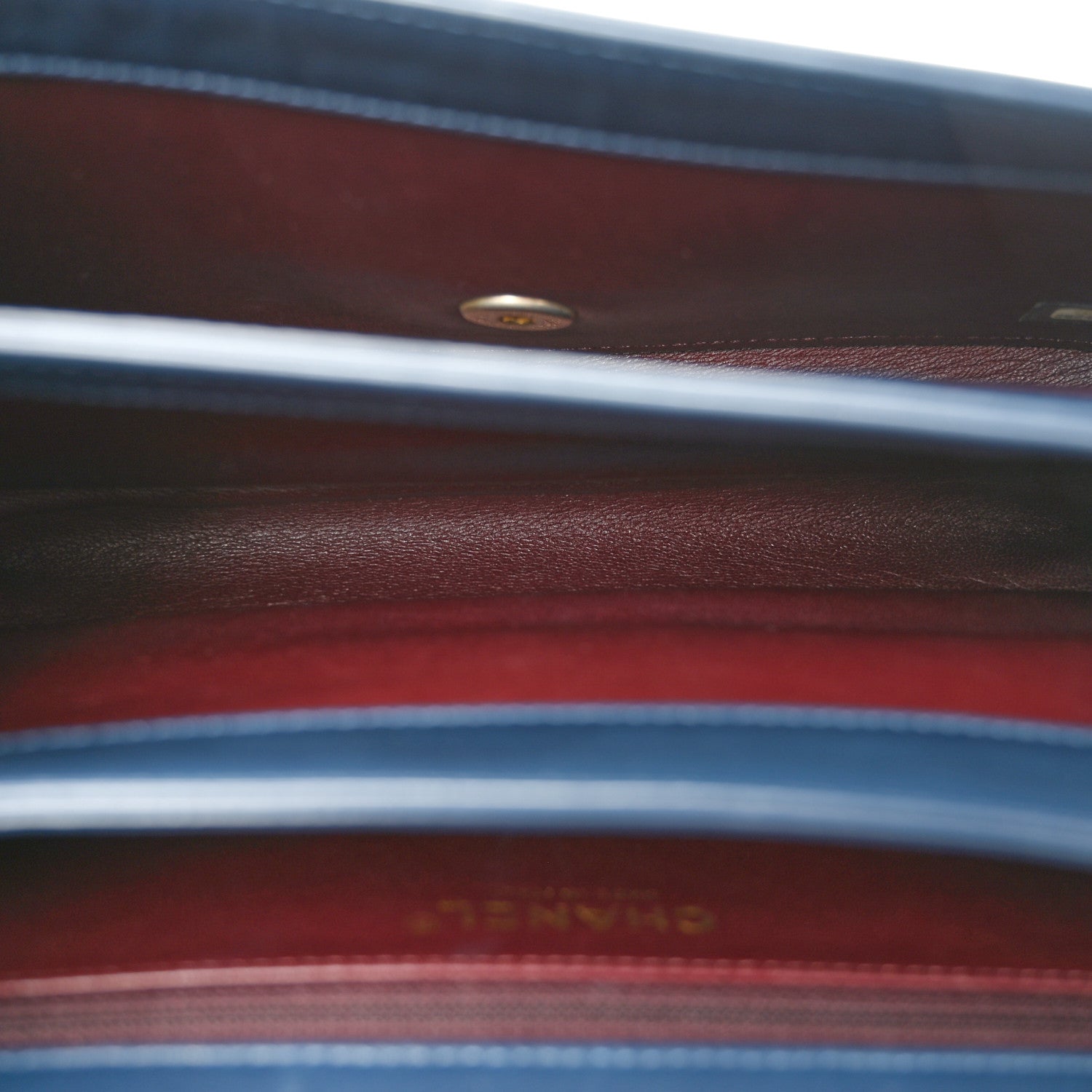Glazed Calfskin Quilted Small Straight Lined Flap Blue