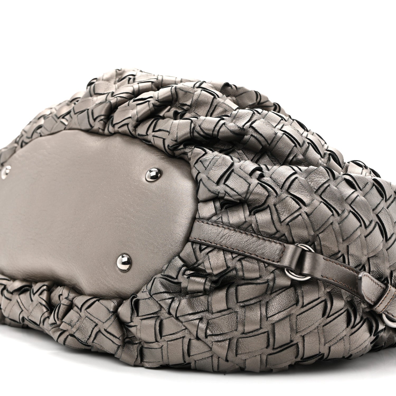 Metallic Nappa Woven Hobo Bronze