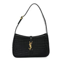 Calfskin Crocodile Embossed Le 5 A 7 Hobo Black