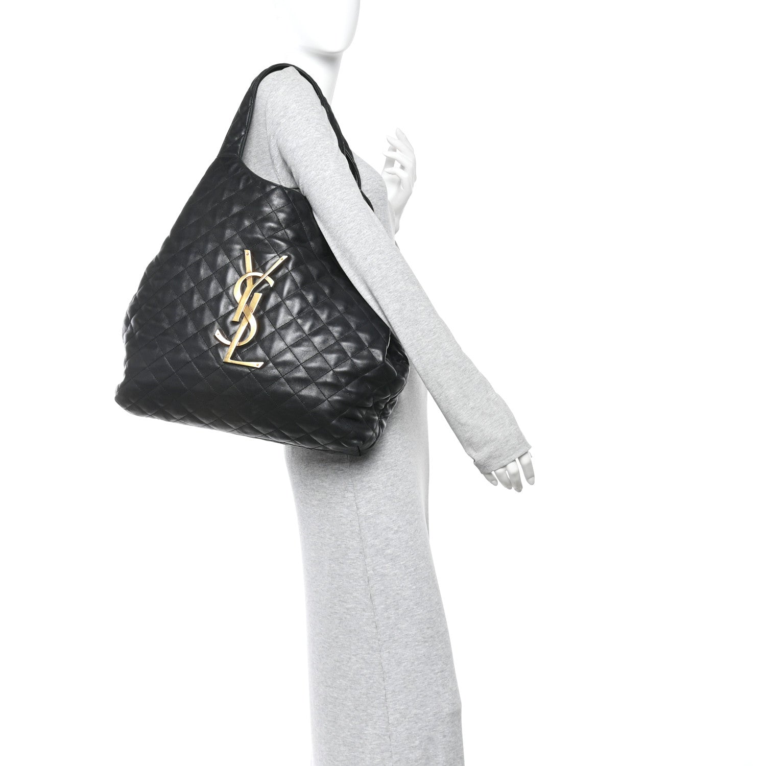 Lambskin Quilted Maxi Icare Shopping Tote Black