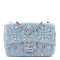 Denim Strass Evening Flap Bag Blue