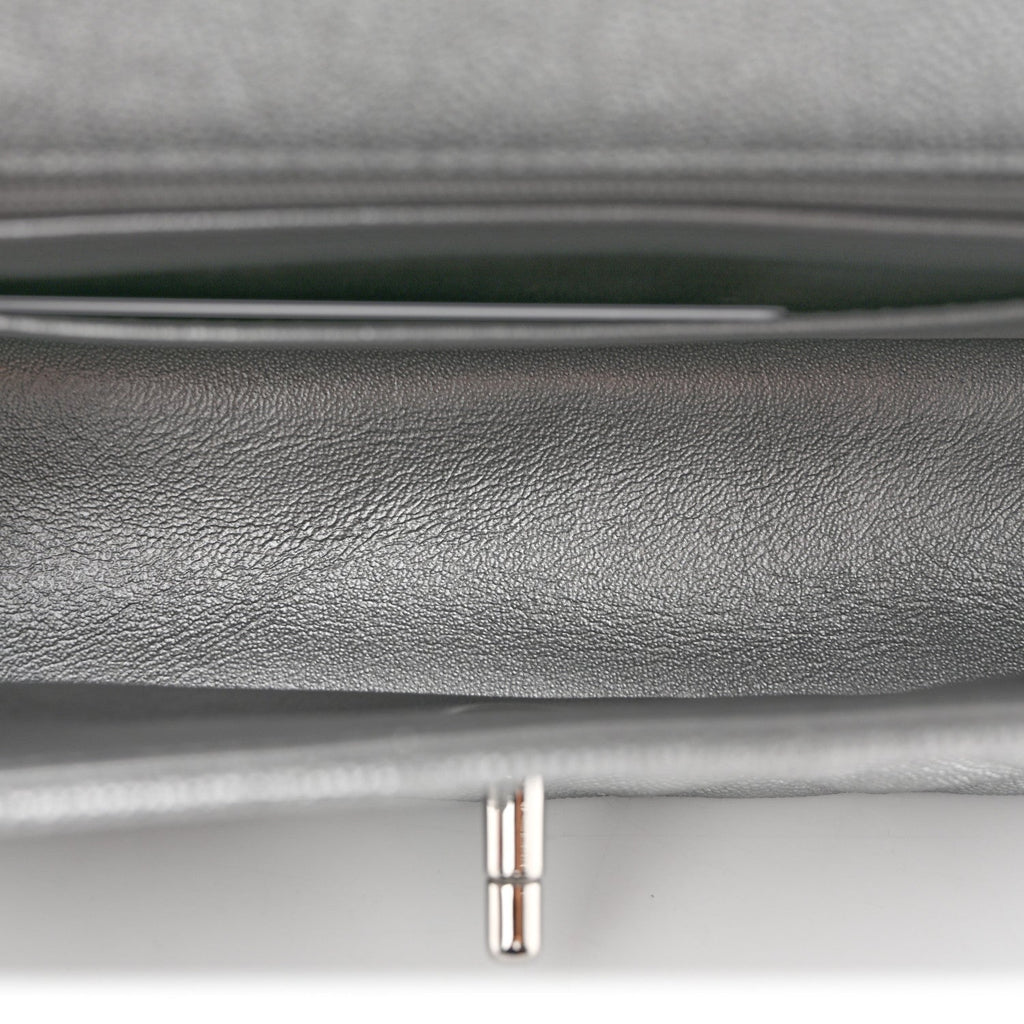 Metallic Caviar Quilted Mini Top Handle Rectangular Flap Silver