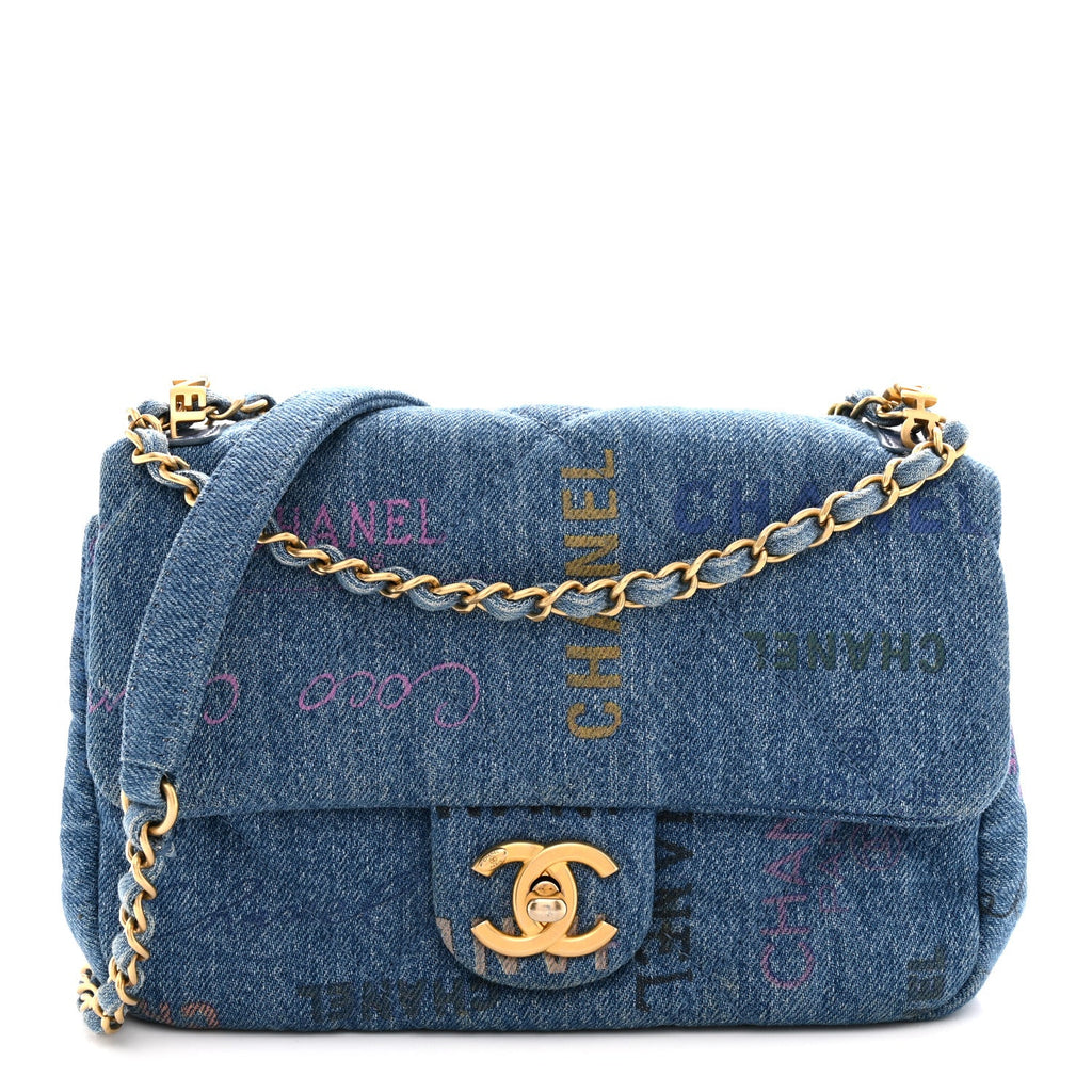 Denim Quilted Mini Denim Mood Rectangular Flap Blue Multicolor