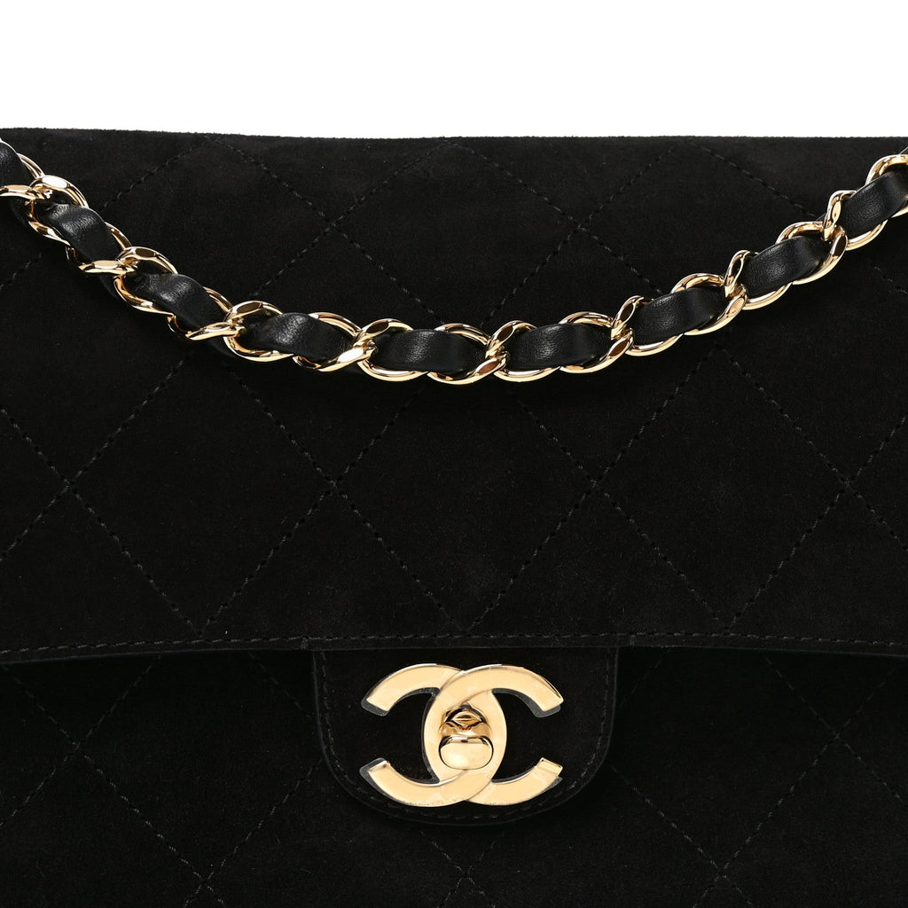 Suede Calfskin Small Souplissimo Maxi Flap Black