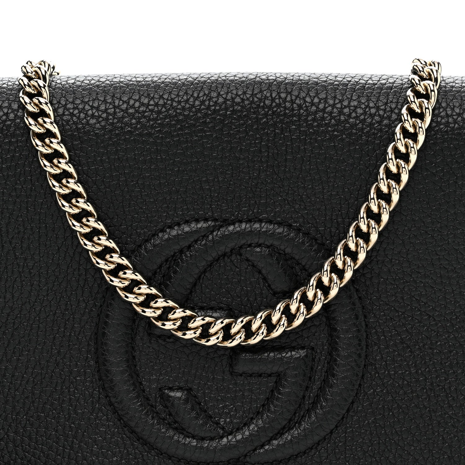 Pebbled Calfskin Medium Soho Flap Crossbody Black