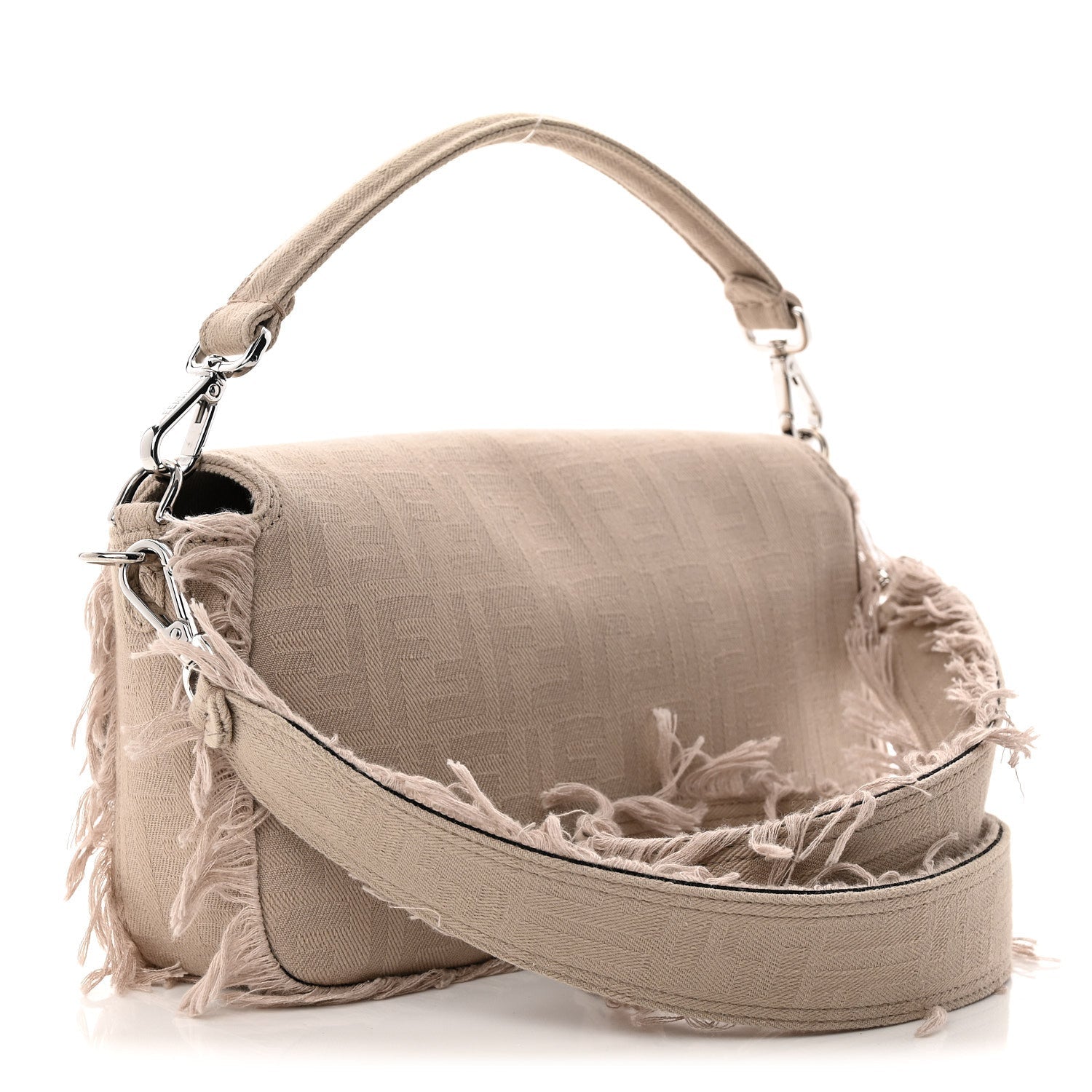 Nylon Fabric Jacquard FF Fringed Baguette Cuoio Pietra