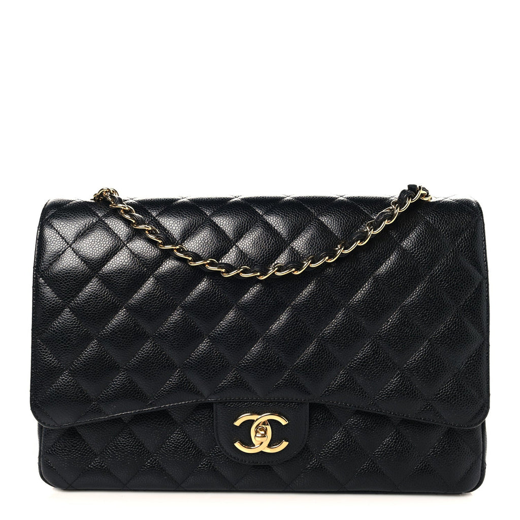 Caviar Quilted Maxi Double Flap Black
