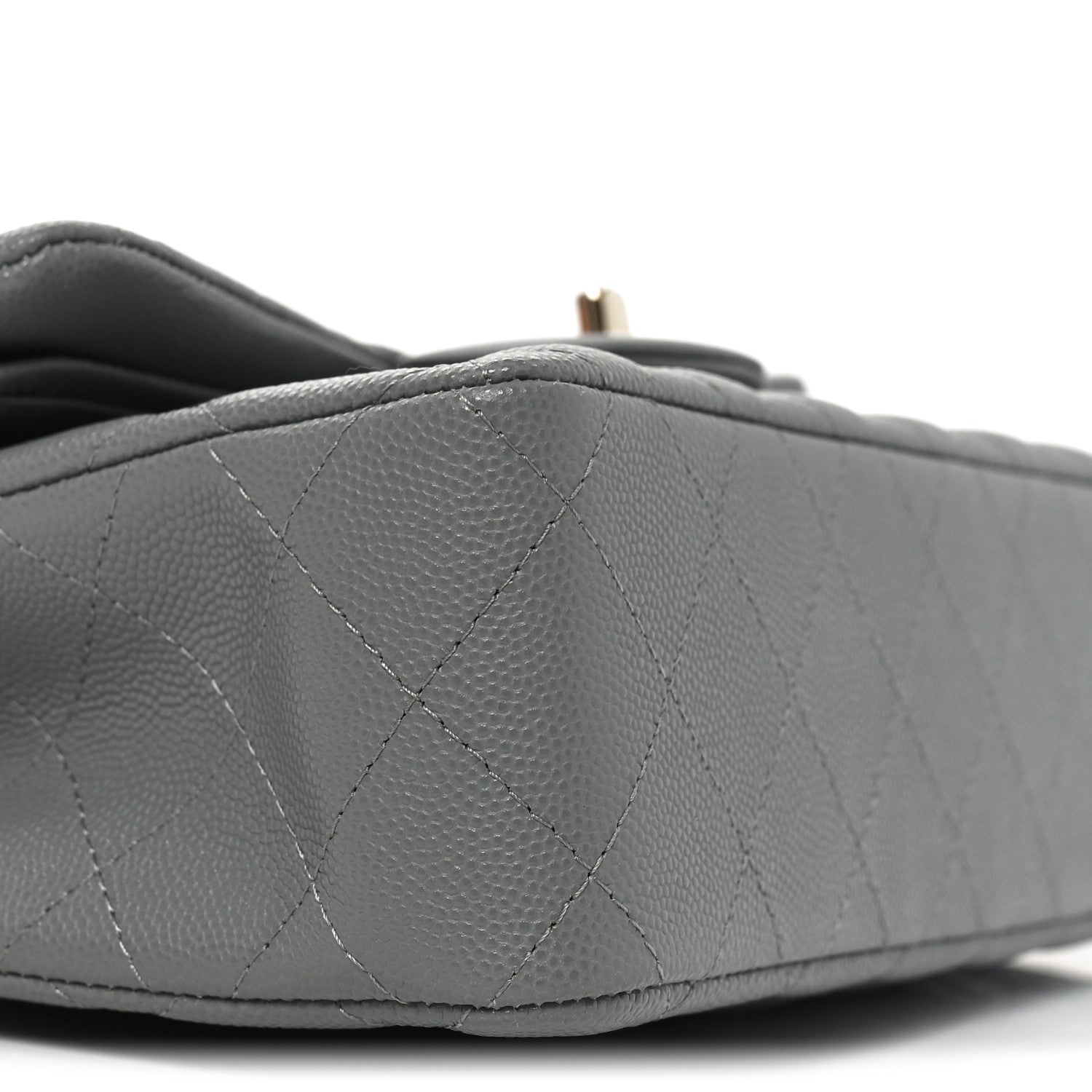 Caviar Quilted Small Double Flap Grey