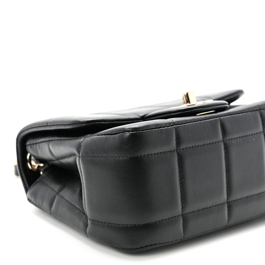 Lambskin Resin Crystal Square Quilted Mini Monacoco Flap Black
