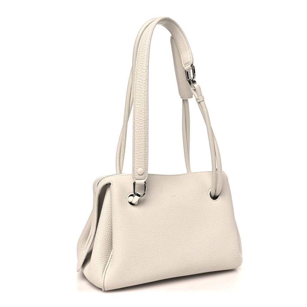 Supple Grained Calfskin Small Madrid Bag Soft White