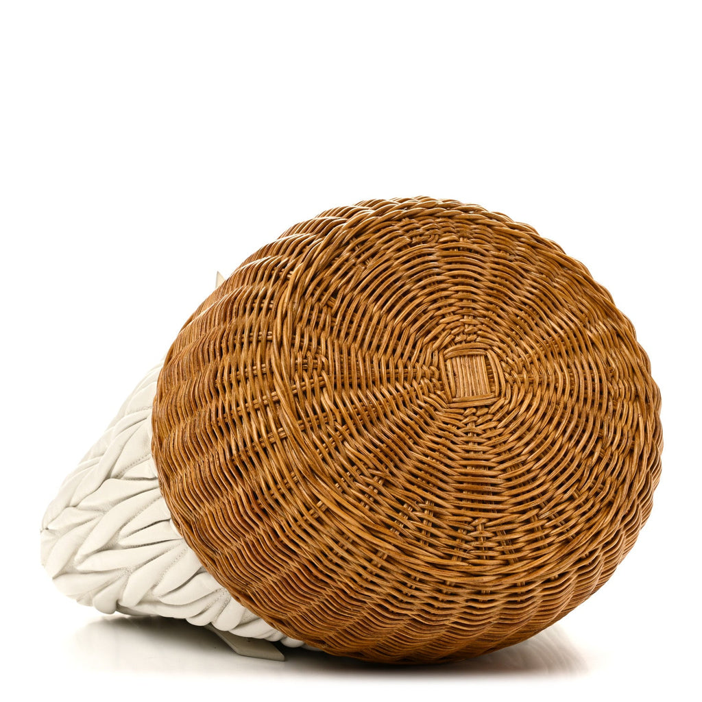 Nappa Matelasse Wicker Basket Bag White Miele