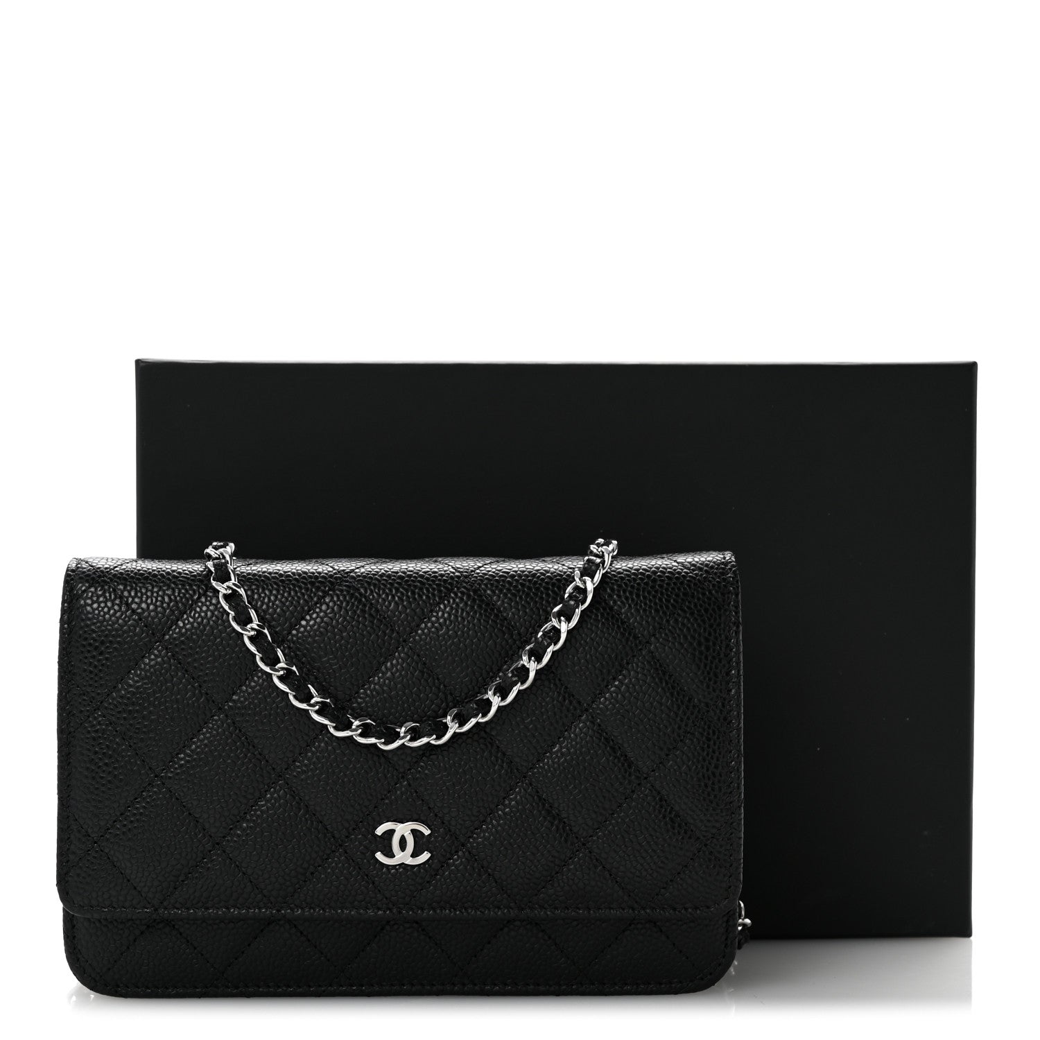 Caviar Quilted Wallet On Chain WOC Black