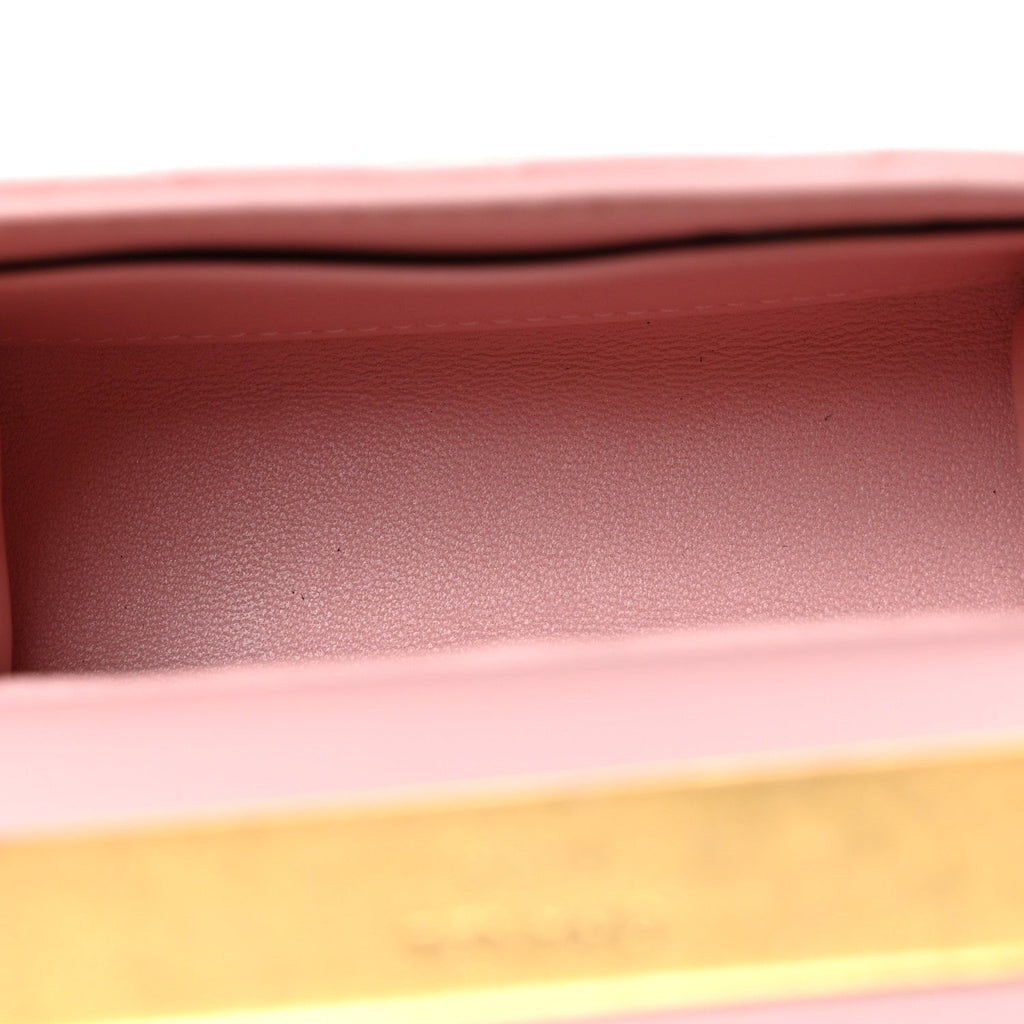 Lambskin Enamel Quilted Mini Top Handle Flap Pink