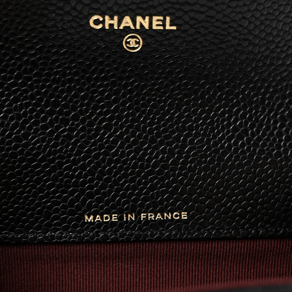 Caviar Quilted Flap Card Holder Wallet Black