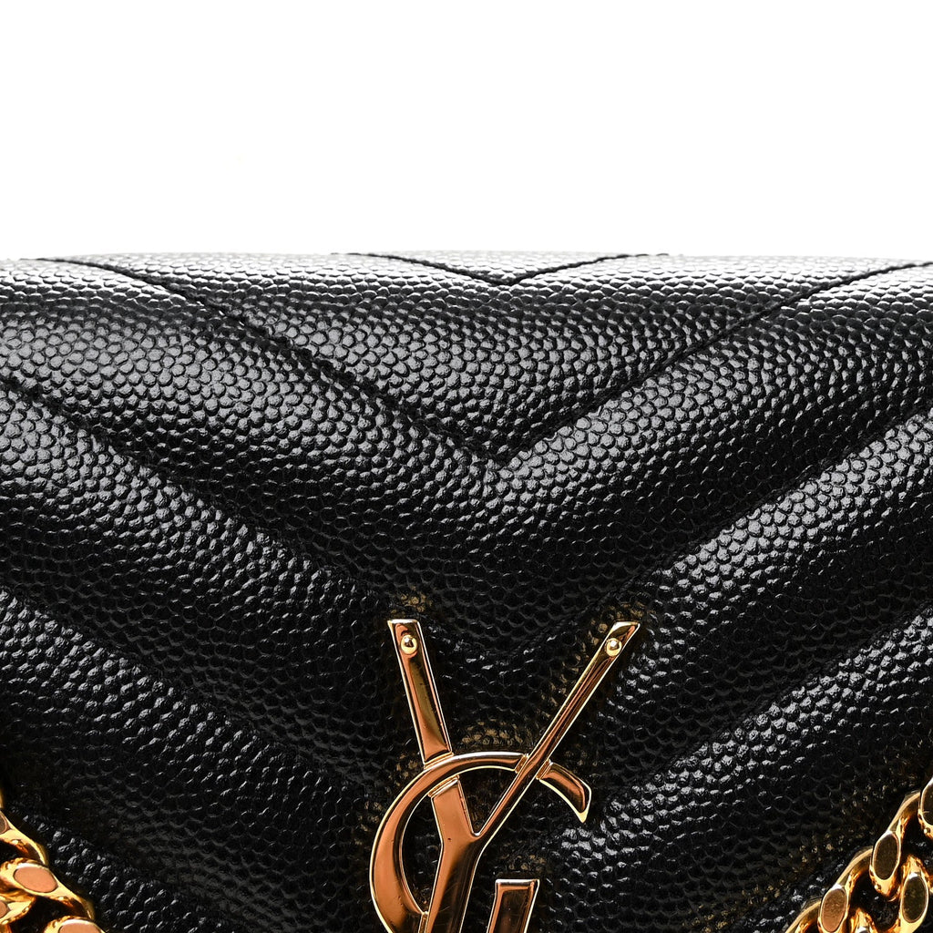 Grain De Poudre Matelasse Chevron Monogram Chain Wallet Black