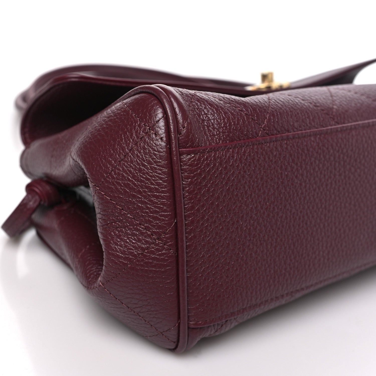 Grained Calfskin Stitched Urban Essentials Small Shopping Bag Burgundy