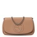 Pebbled Calfskin Medium Soho Flap Crossbody Camelia