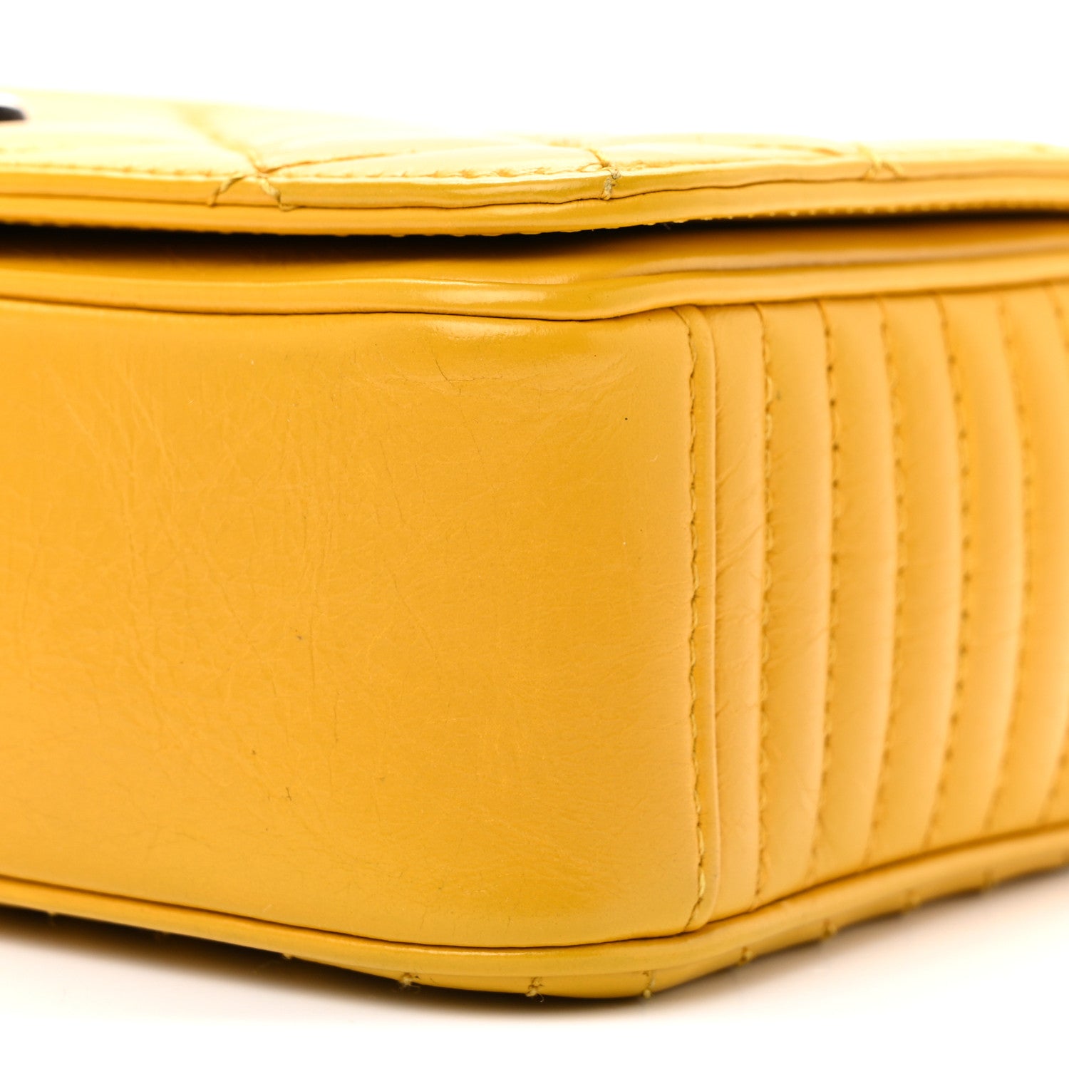 Glazed Calfskin Quilted Small Coco Boy Flap Yellow