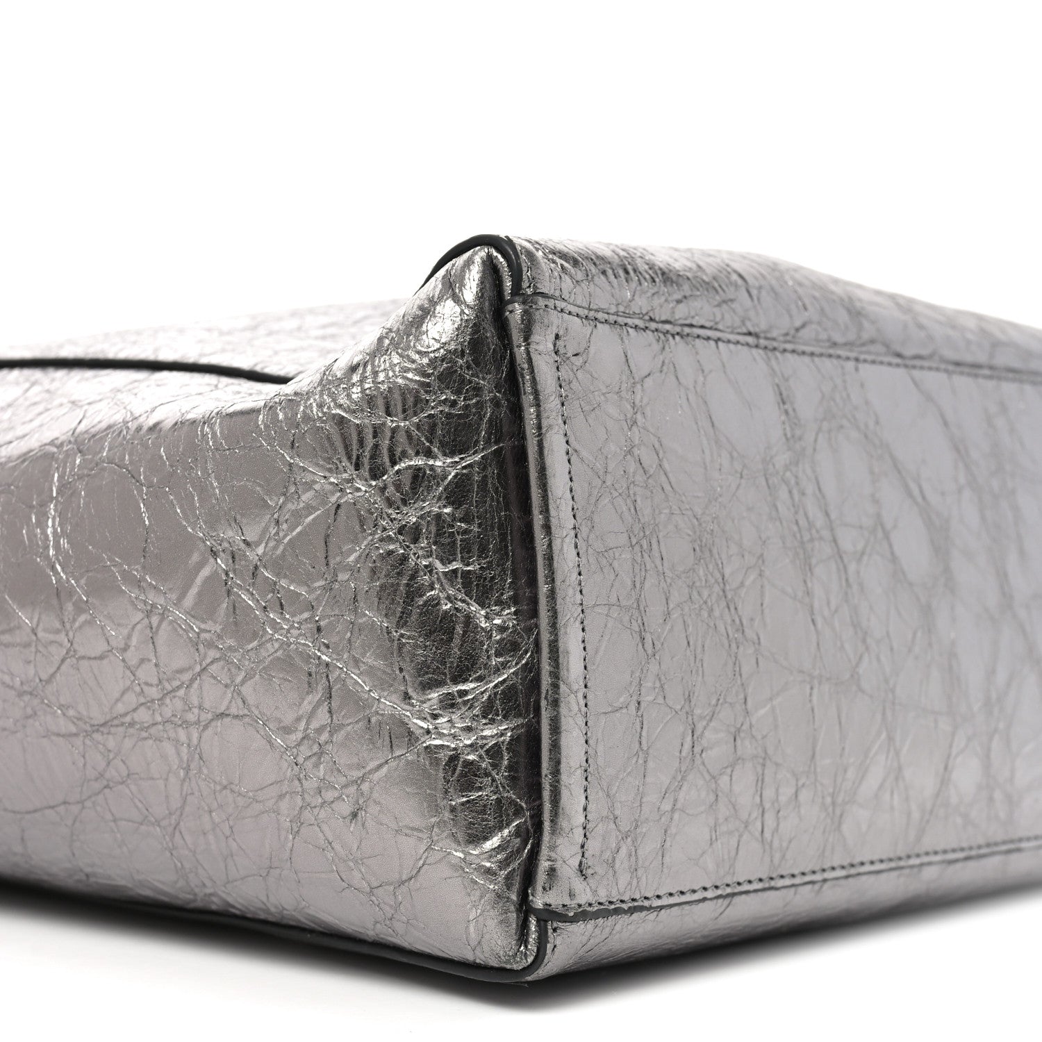 Metallic Calfskin Voyou Medium Tote Bag Silver