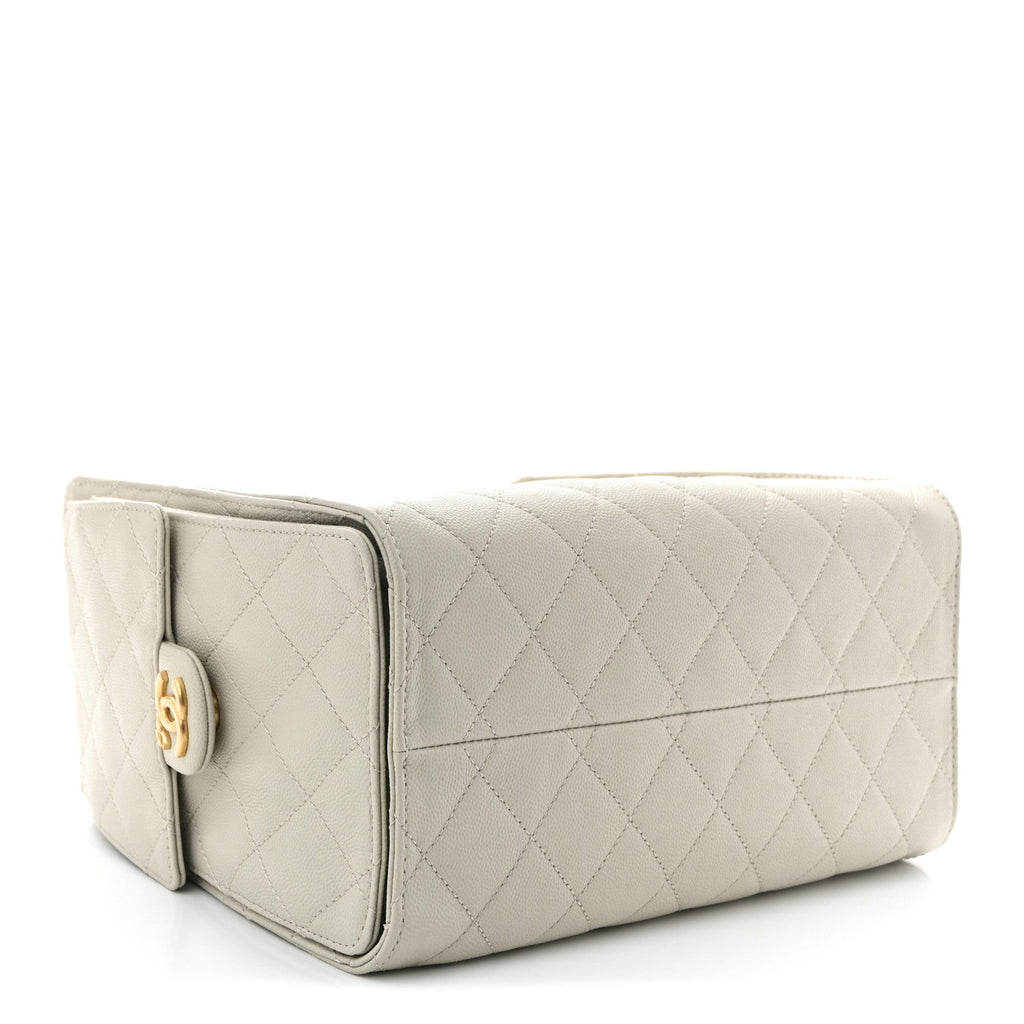 Caviar Quilted Small Chanel 25 Handbag Light Grey