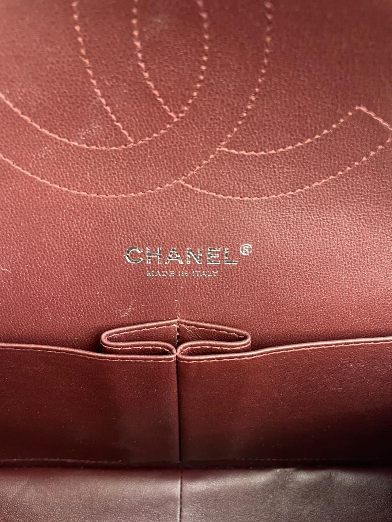 Chanel Classic Flap Bag Lambskin Black Bag Jumbo in Silver Hardware