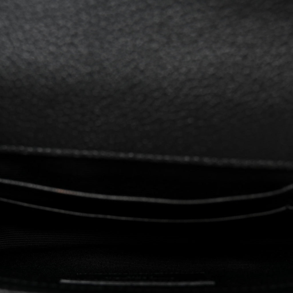 Grained Calfskin Matelasse Chevron Classic Monogram Baby Chain Bag Black