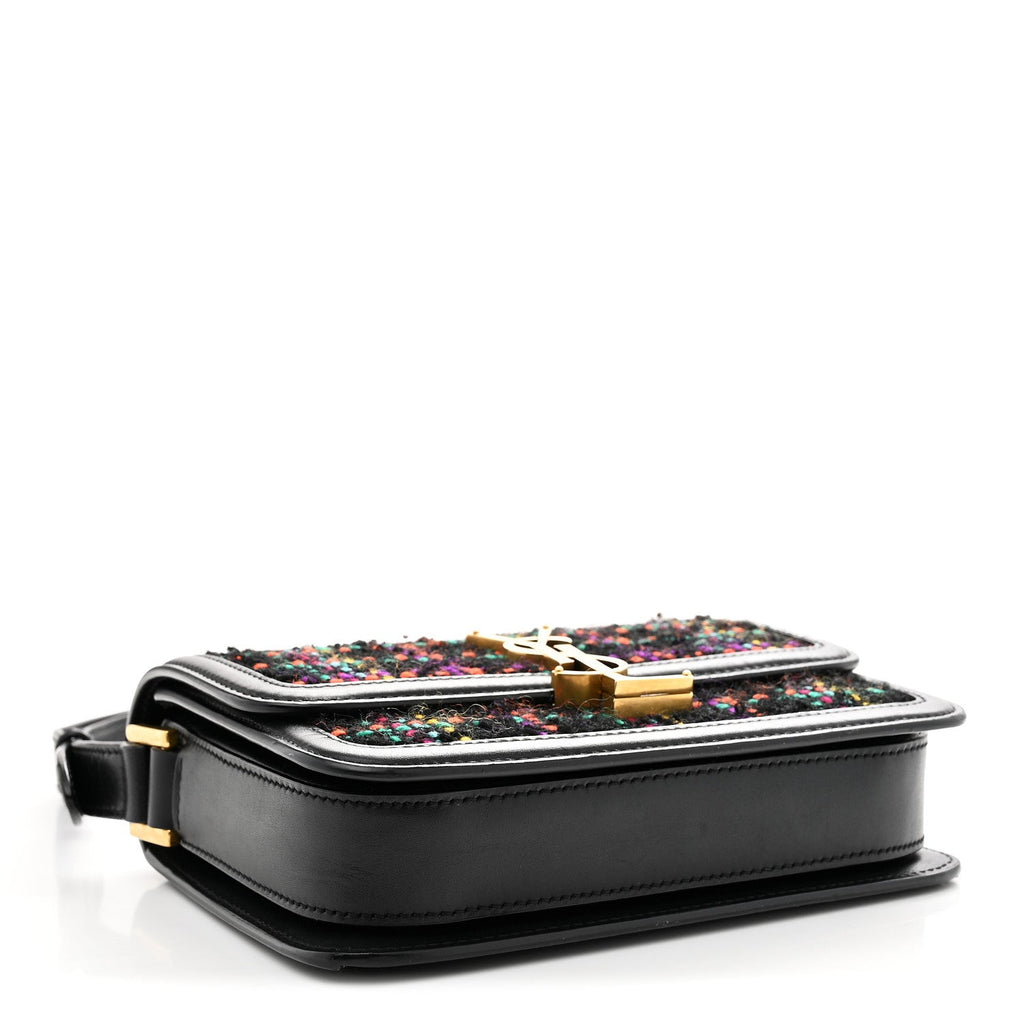 Tweed Calfskin Small Solferino Satchel Black Multicolor