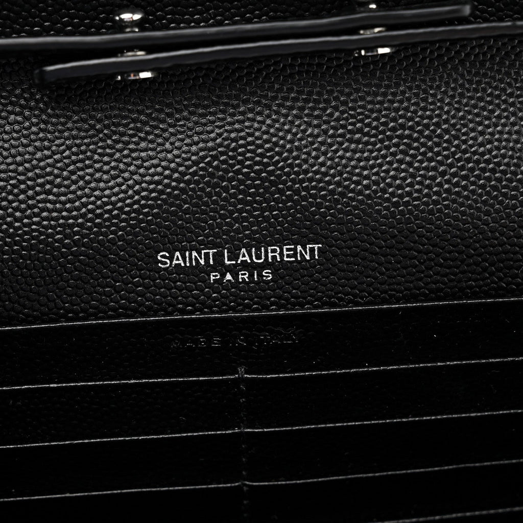 Grain De Poudre Matelasse Chevron Monogram Chain Wallet Black