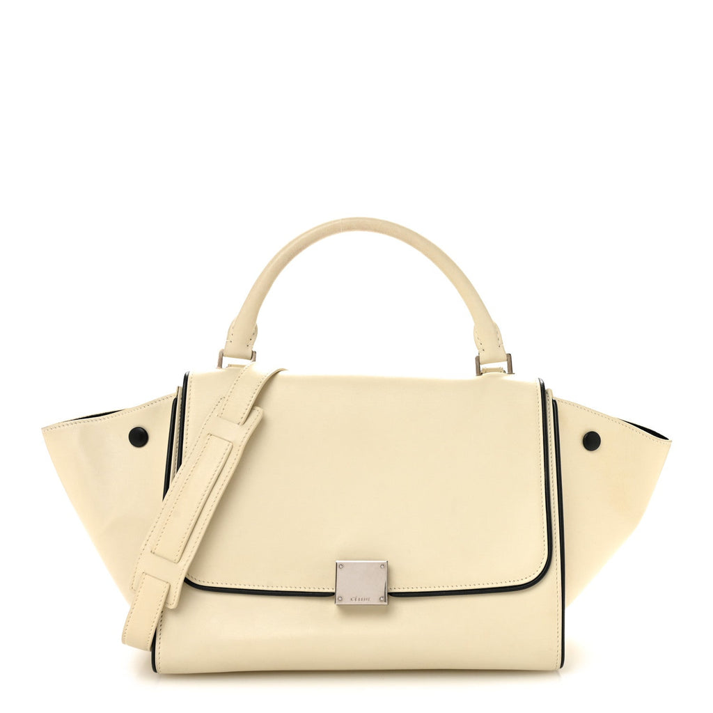 Smooth Calfskin Small Trapeze White Black