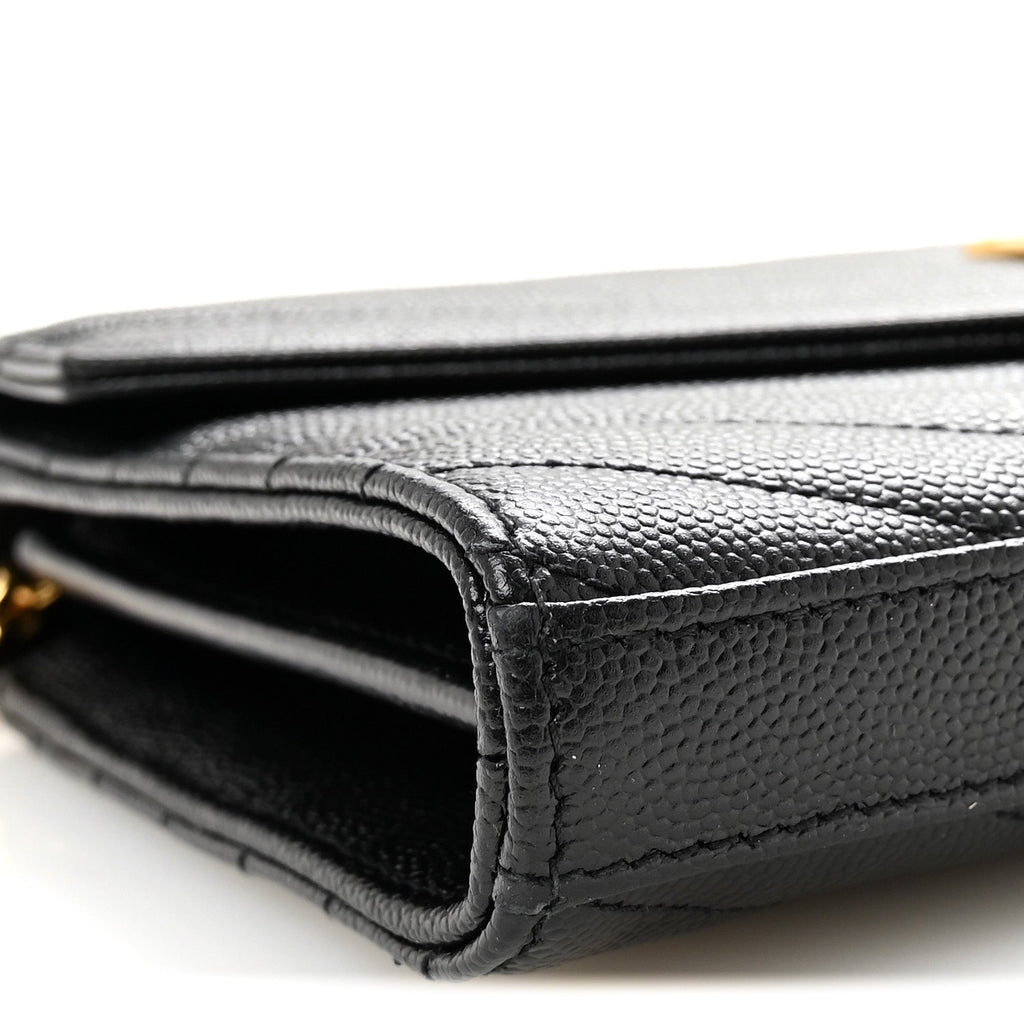 Grain De Poudre Matelasse Chevron Monogram Chain Wallet Black
