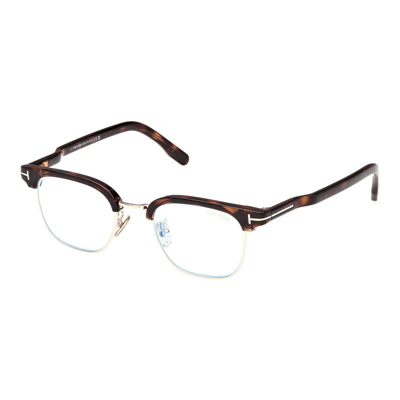 Tom Ford Eyeglasses Browline Full Rim, Dark Havana Frame and Clear/Blue Light Block Lenses Lens FT5932-D-B052
