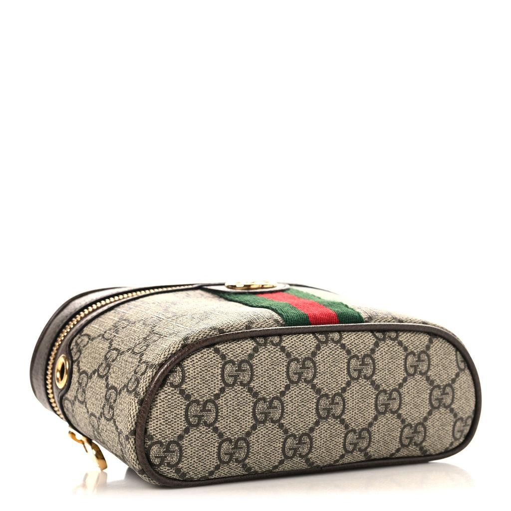 GG Supreme Monogram Textured Dollar Calfskin Web Ophidia Belt Bag 110 44 Beige Ebony New Acero