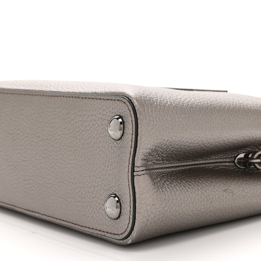 Metallic Calfskin Capucines BB Etain