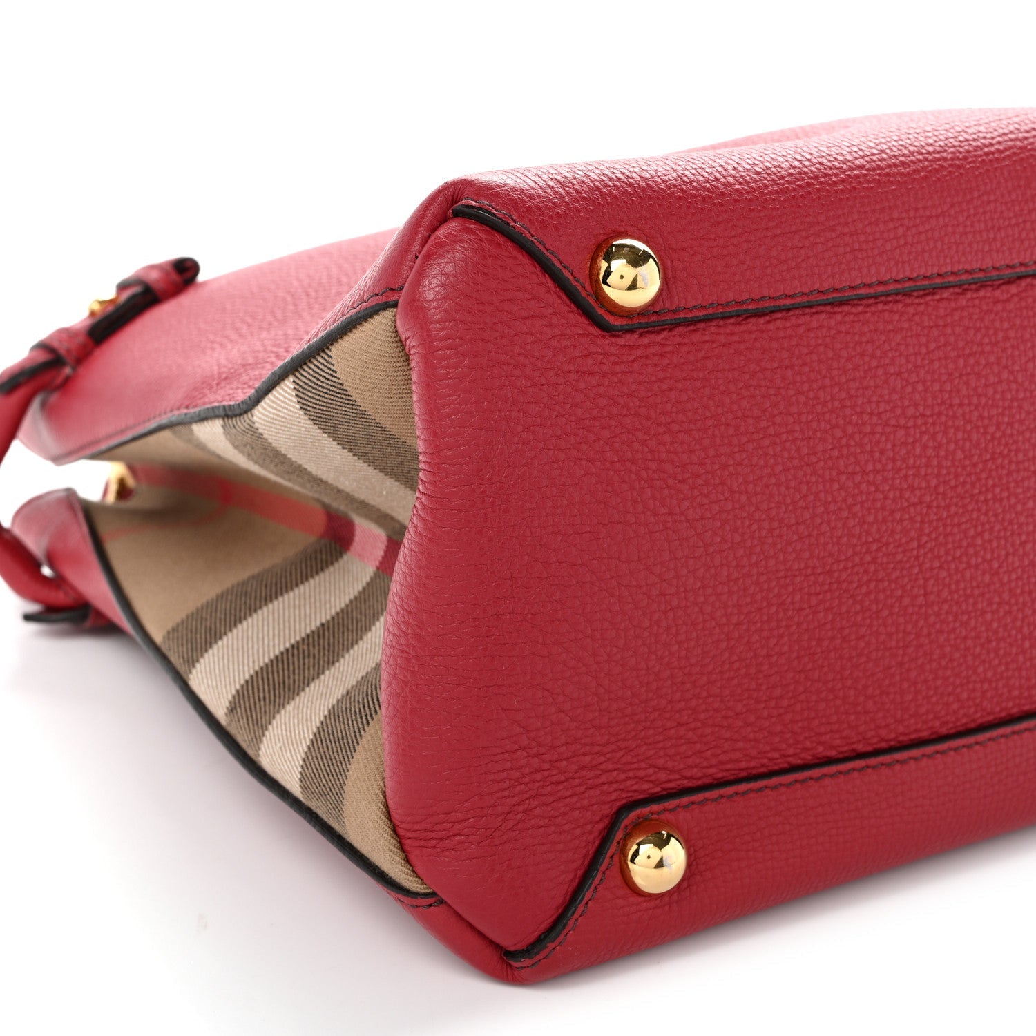 Grainy Calfskin House Check Medium Banner Tote Red