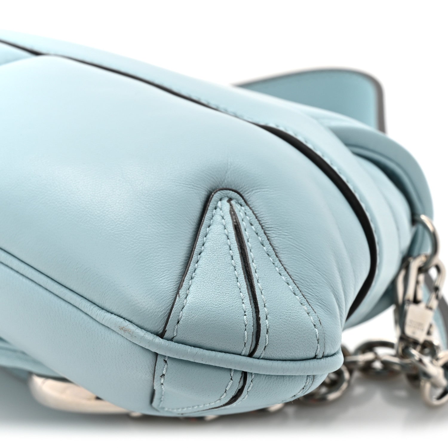 Nappa Vertical Matelasse Medium Maxi Horsebit Chain Shoulder Bag Crystal Snow