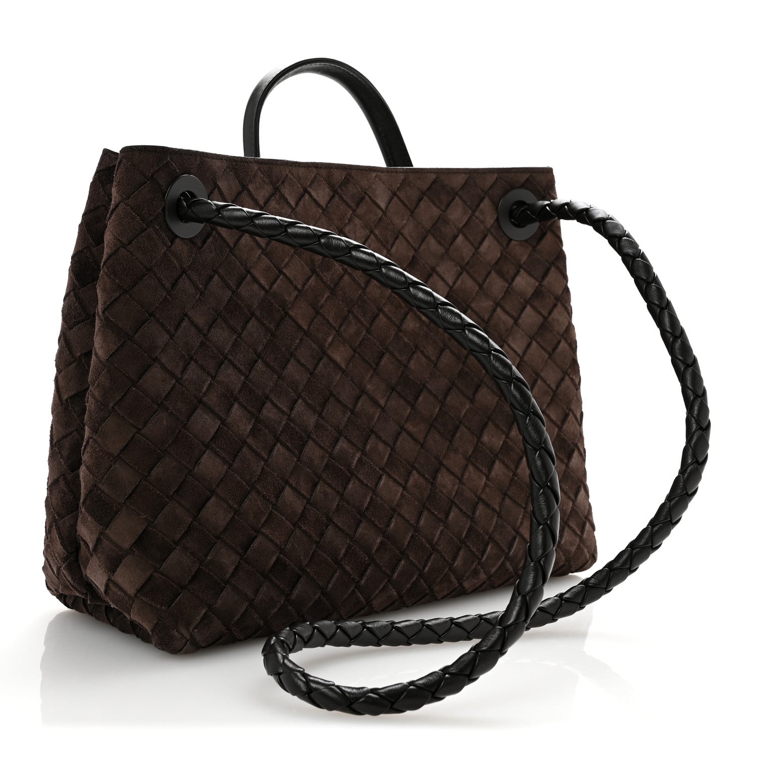 Suede Intrecciato Medium Andiamo Shoulder Bag Fondant