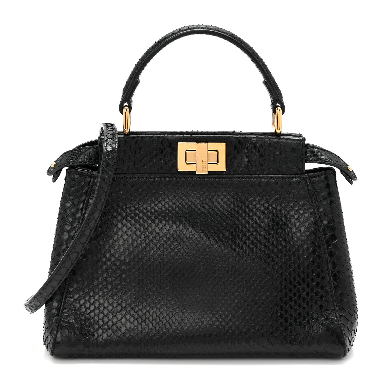 Snakeskin Nappa Mini Peekaboo Iconic Satchel Black