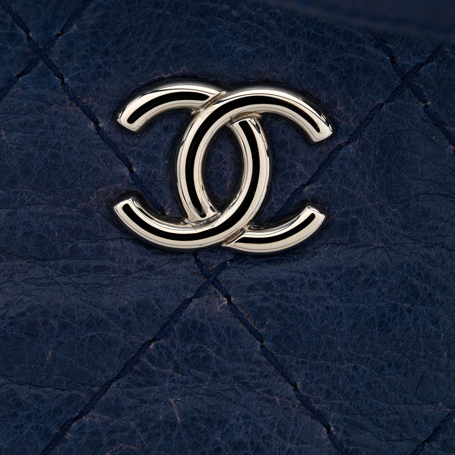 Glazed Calfskin Large On The Road Tote Dark Blue