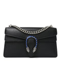 Dollar Calfskin Enamel Small Dionysus Shoulder Bag Black Electric Blue