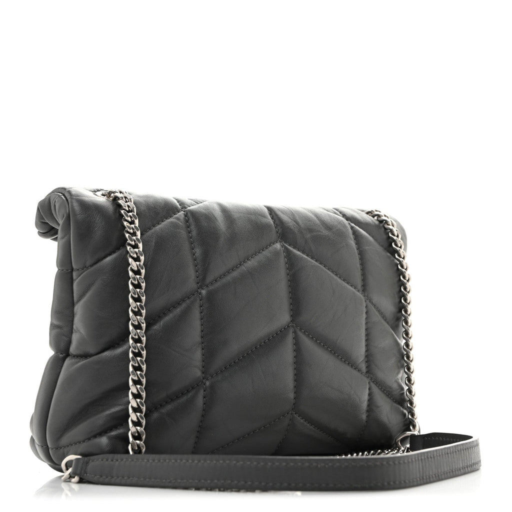 Lambskin Quilted Toy Loulou Puffer Monogram Chain Satchel Fog