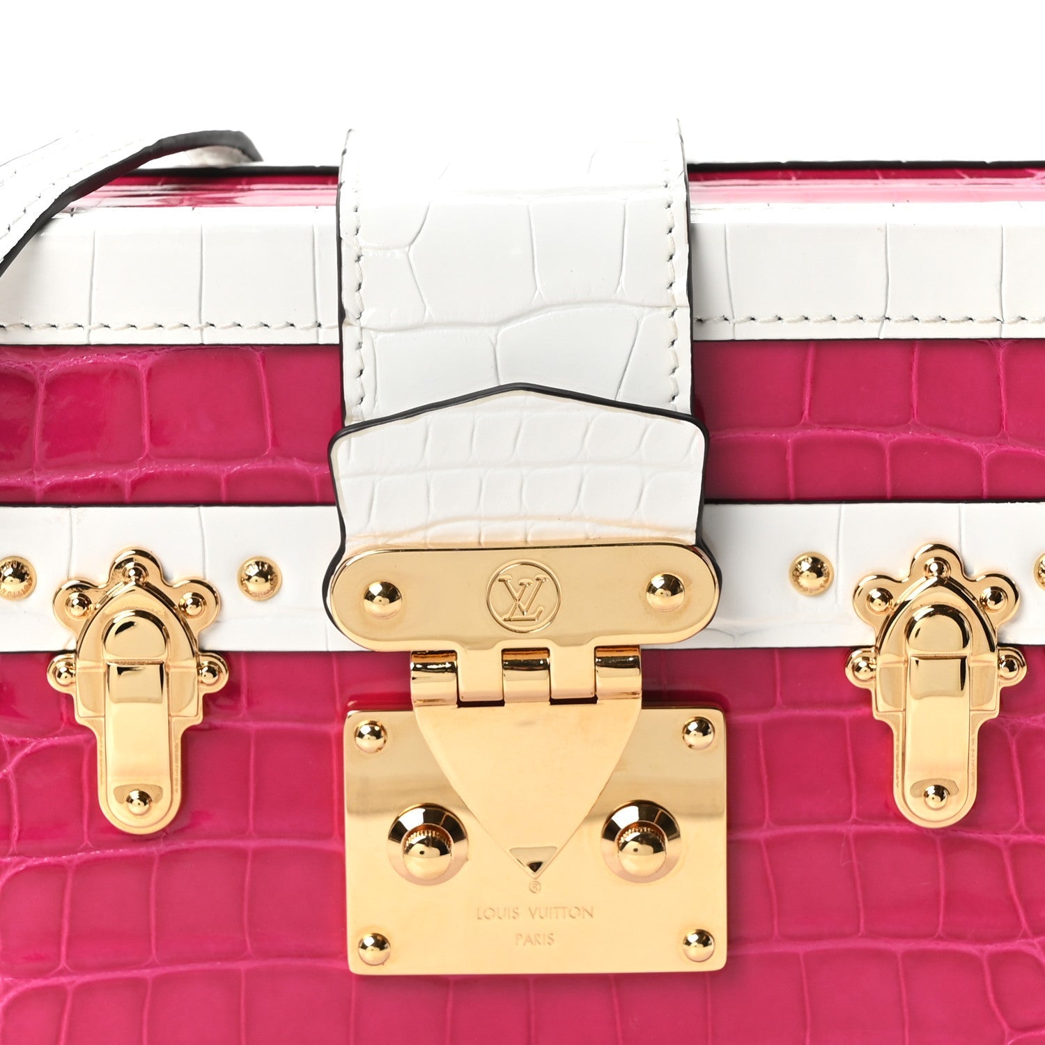 Alligator Petite Malle Pink White