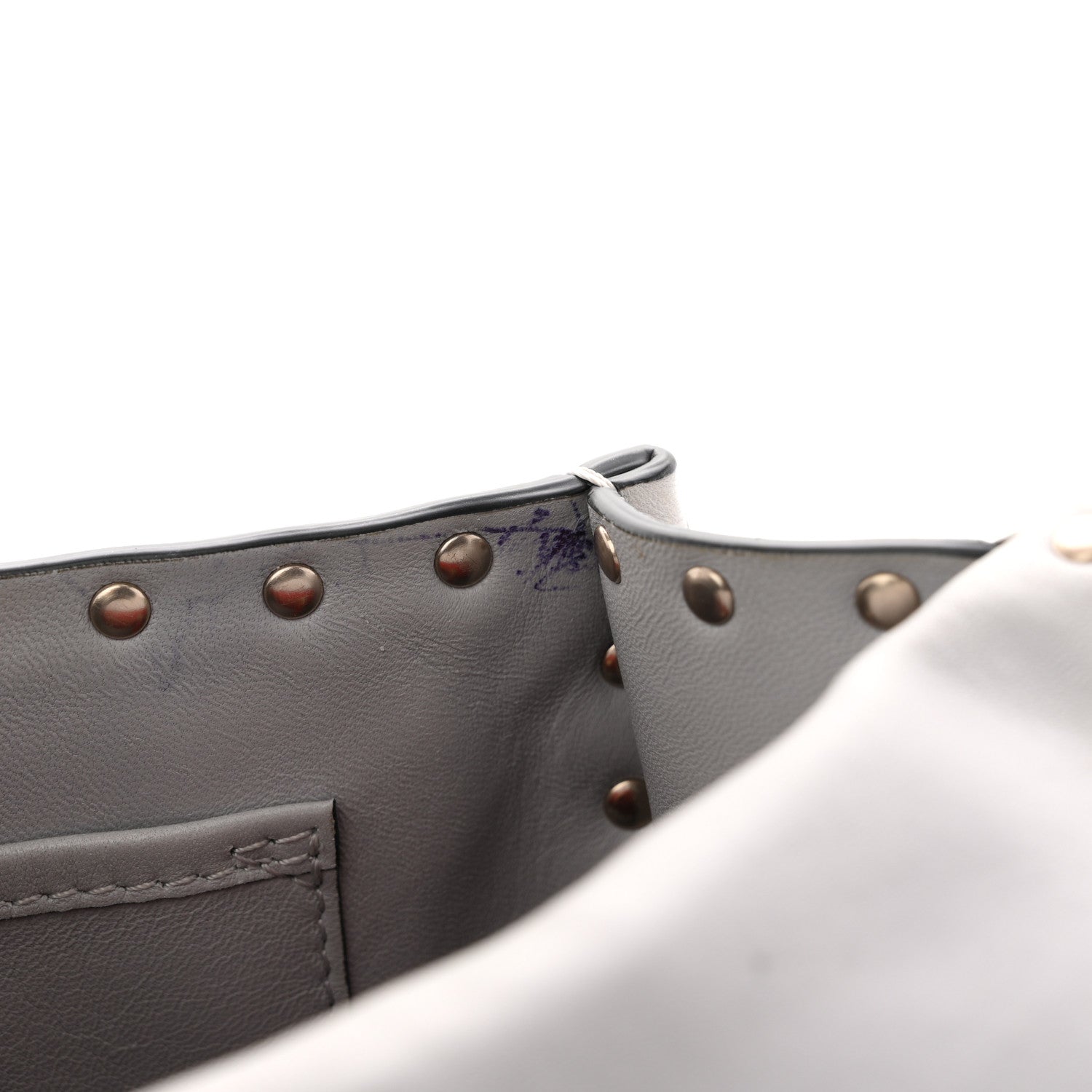 Nappa Medium Rockstud Spike Shoulder Bag Pastel Grey