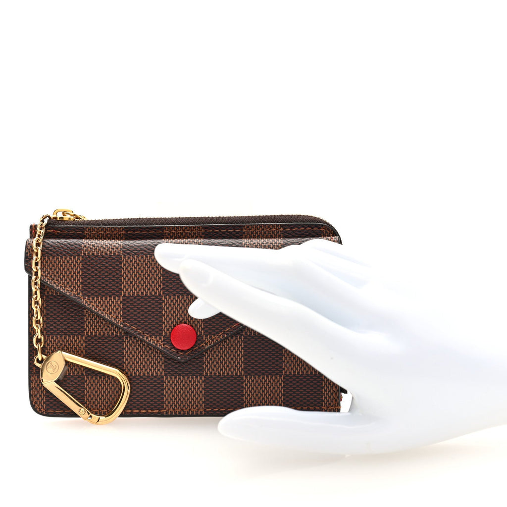 Damier Ebene Recto Verso Card Holder Red