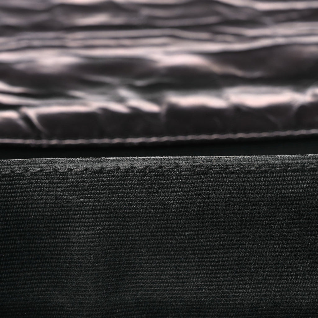 Glazed Calfskin Quilted Rita Top Handle Flap Black